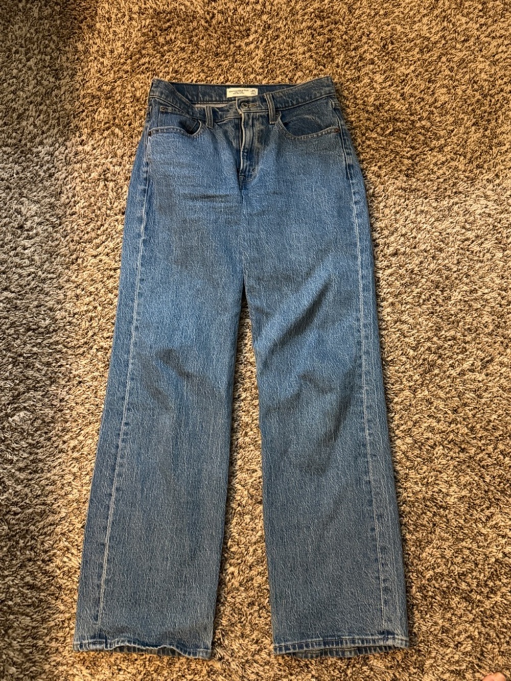 Abercrombie and Fitch High-Rise Straight Leg Jeans - Blue